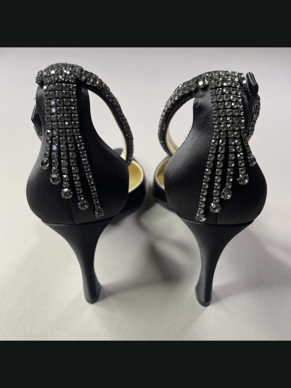 NEW Naturalizer Shoes Womens 7 black satin Alyssa heels pumps rhinestone glam